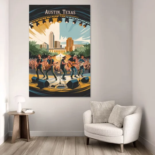 Austin Live Music Capital - Canvas Wall Art - Sofa - 40x60