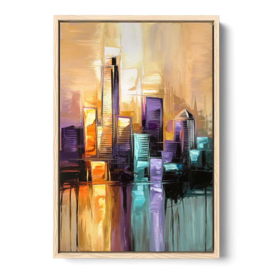 Austin Moody Cityscape - Oak Framed Canvas Wall Art - Front