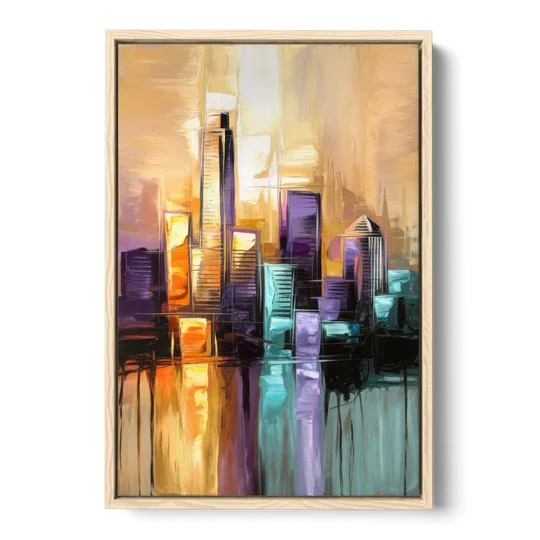 Austin Moody Cityscape - Oak Framed Canvas Wall Art - Front