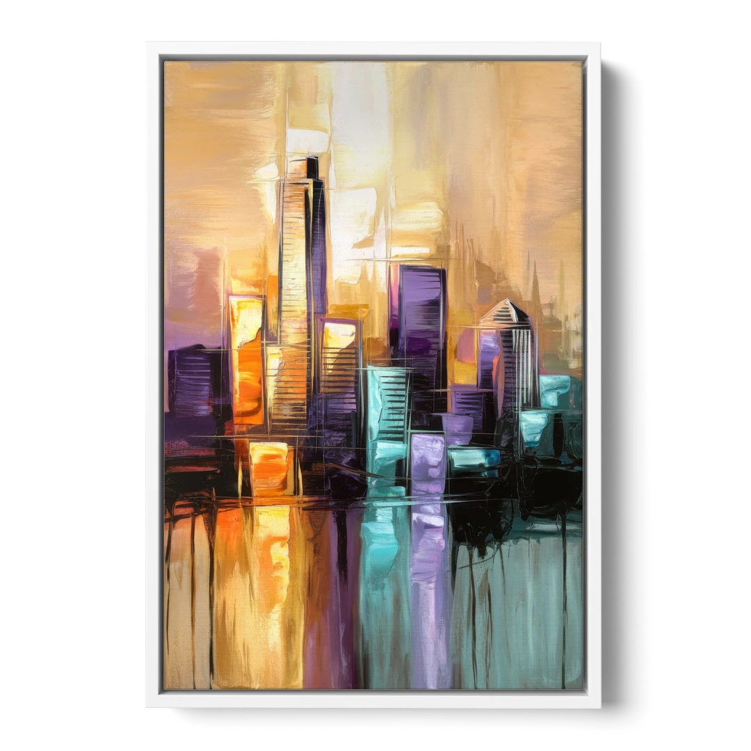 Austin Moody Cityscape - White Framed Canvas Wall Art - Front
