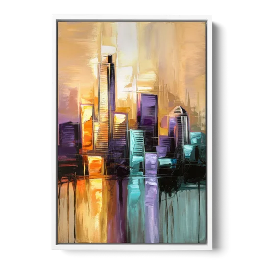 Austin Moody Cityscape - White Framed Canvas Wall Art - Front