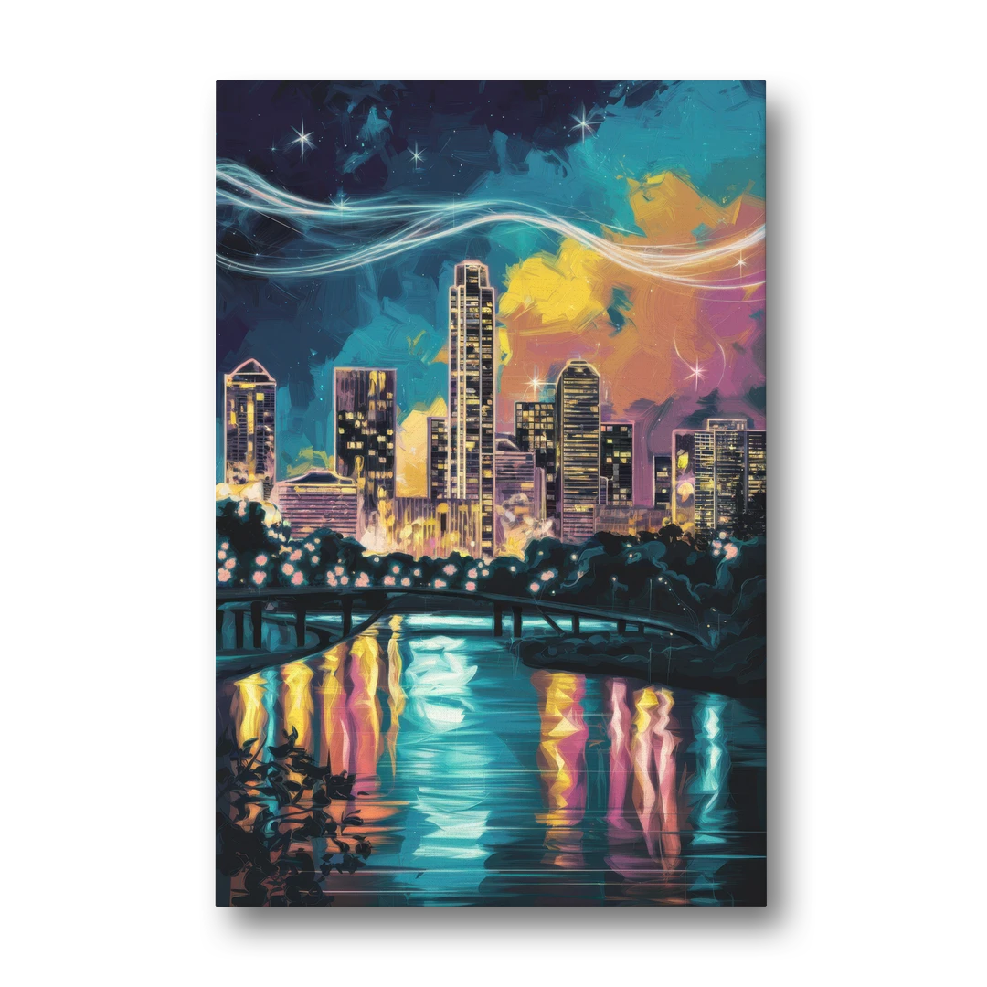 Austin Night Lights - Canvas Wall Art - Front