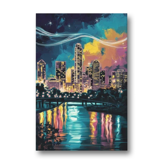 Austin Night Lights - Canvas Wall Art - Front