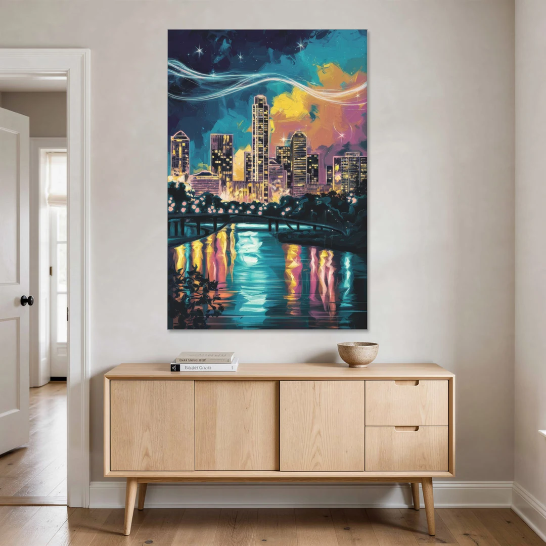 Austin Night Lights - Canvas Wall Art - Coffee Table - 40x60
