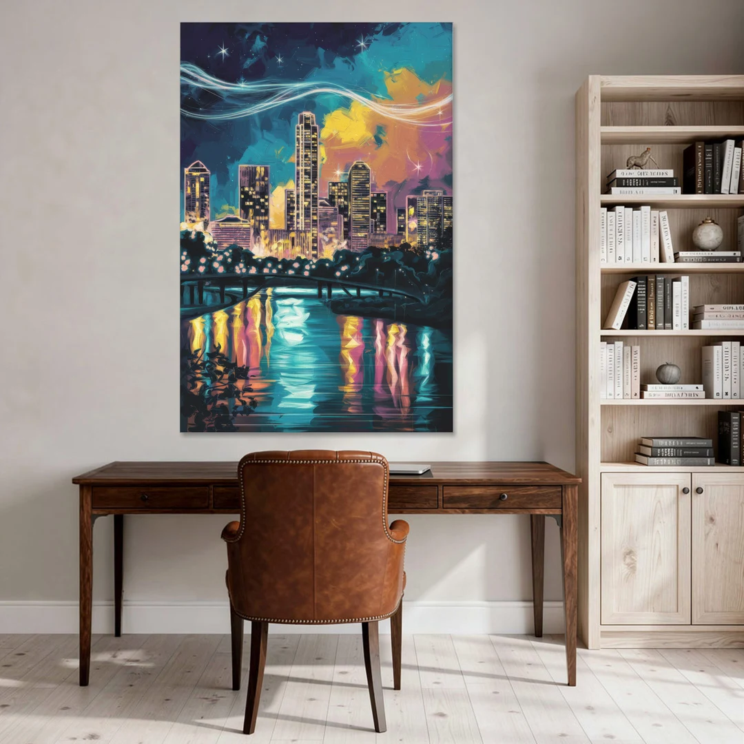 Austin Night Lights - Canvas Wall Art - Office - 40x60