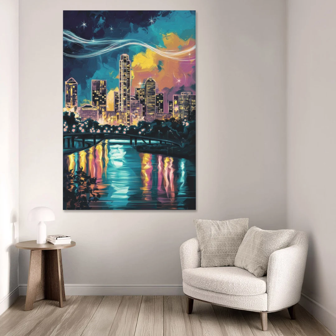 Austin Night Lights - Canvas Wall Art - Sofa - 40x60