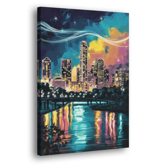 Austin Night Lights - Canvas Wall Art - Side