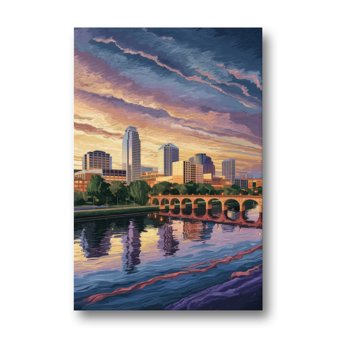 Austin Riverside Reflections - Canvas Wall Art - Front