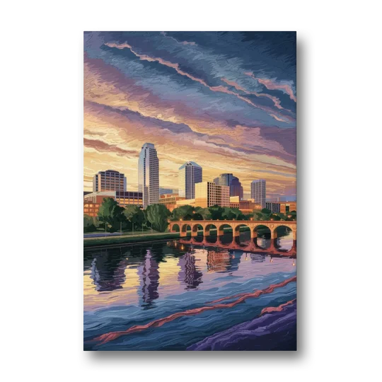 Austin Riverside Reflections - Canvas Wall Art - Front