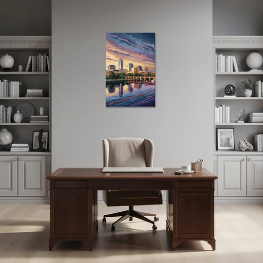 Austin Riverside Reflections - Canvas Wall Art - Office - 24x36