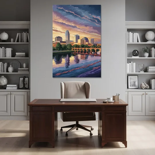 Austin Riverside Reflections - Canvas Wall Art - Office - 40x60