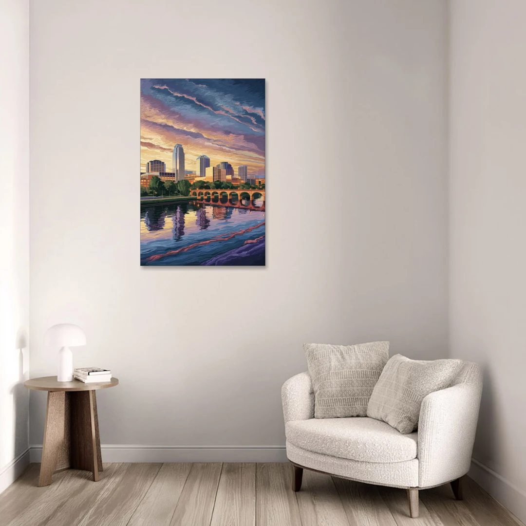 Austin Riverside Reflections - Canvas Wall Art - Sofa - 24x36