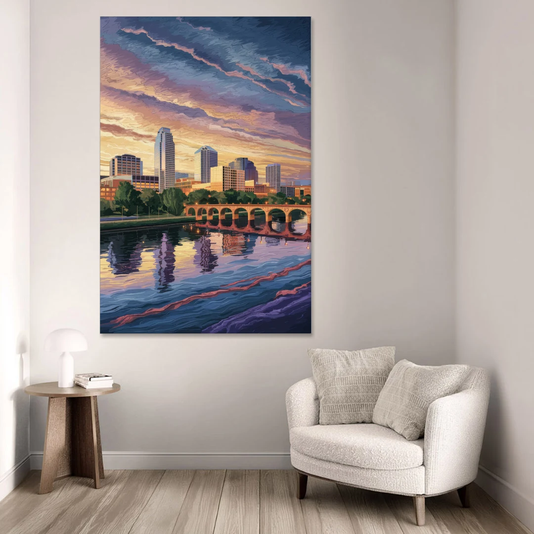 Austin Riverside Reflections - Canvas Wall Art - Sofa - 40x60