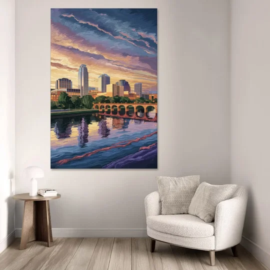Austin Riverside Reflections - Canvas Wall Art - Sofa - 40x60