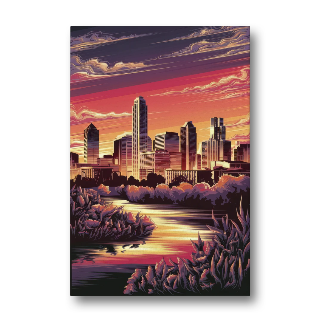 Austin Skyline Sunset - Canvas Wall Art - Front