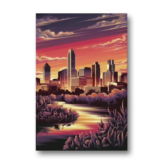 Austin Skyline Sunset - Canvas Wall Art - Front