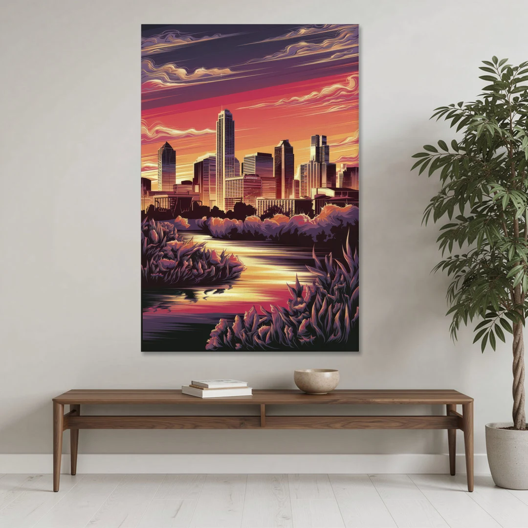 Austin Skyline Sunset - Canvas Wall Art - Coffee Table - 40x60