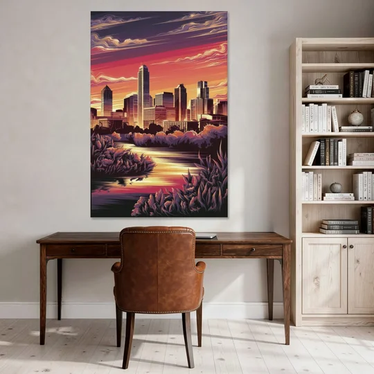 Austin Skyline Sunset - Canvas Wall Art - Office - 40x60