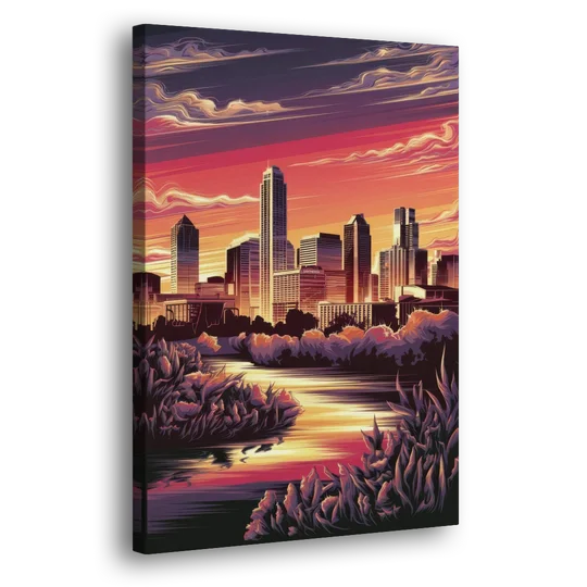 Austin Skyline Sunset - Canvas Wall Art - Side