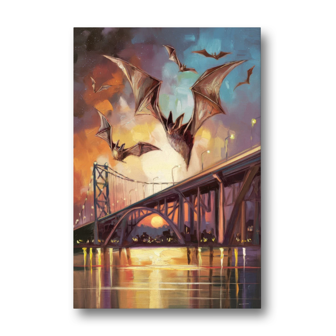 Austin Soaring Bats Scene - Canvas Wall Art - Front