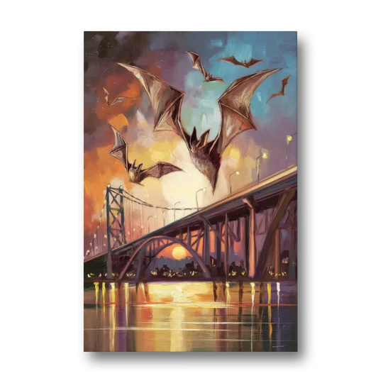 Austin Soaring Bats Scene - Canvas Wall Art - Front