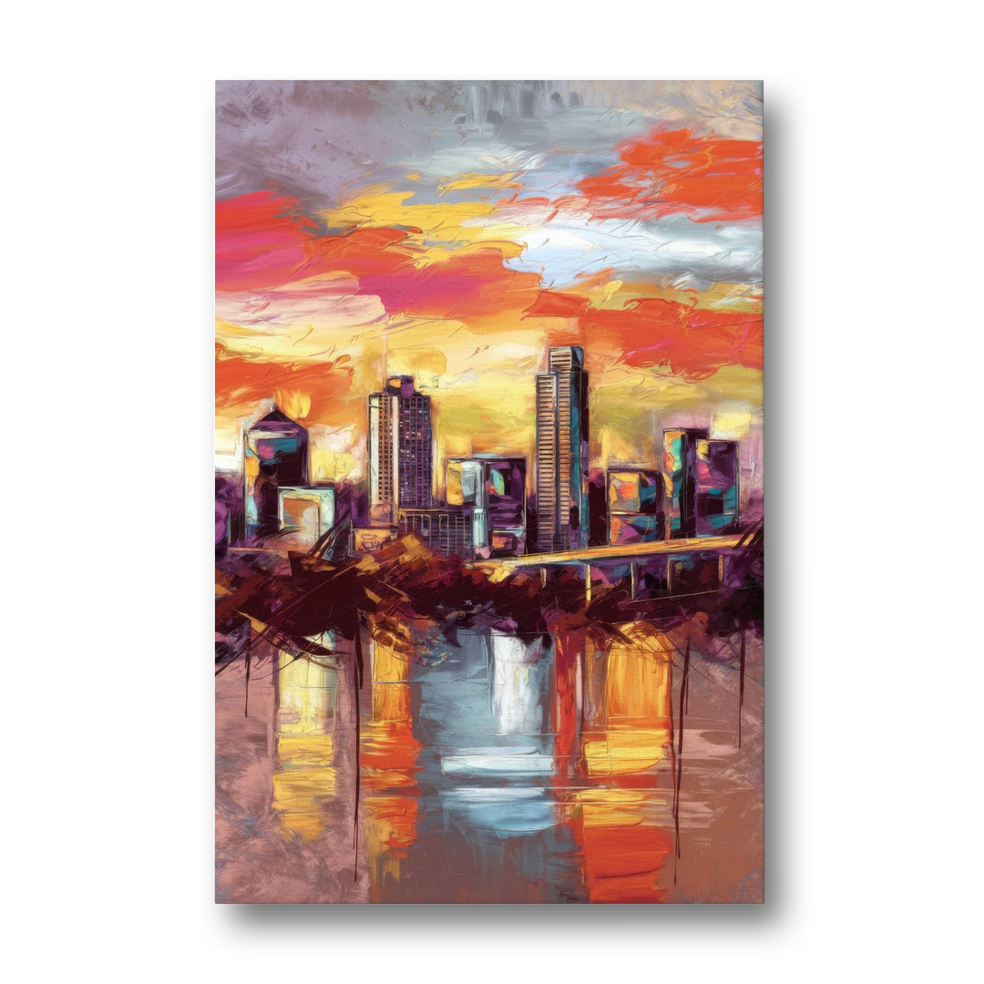 Austin Sunset Over Skyline - Canvas Wall Art - Front
