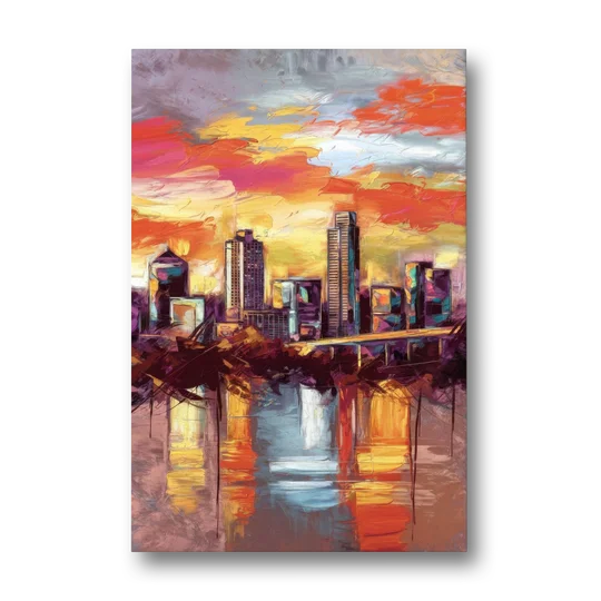 Austin Sunset Over Skyline - Canvas Wall Art - Front