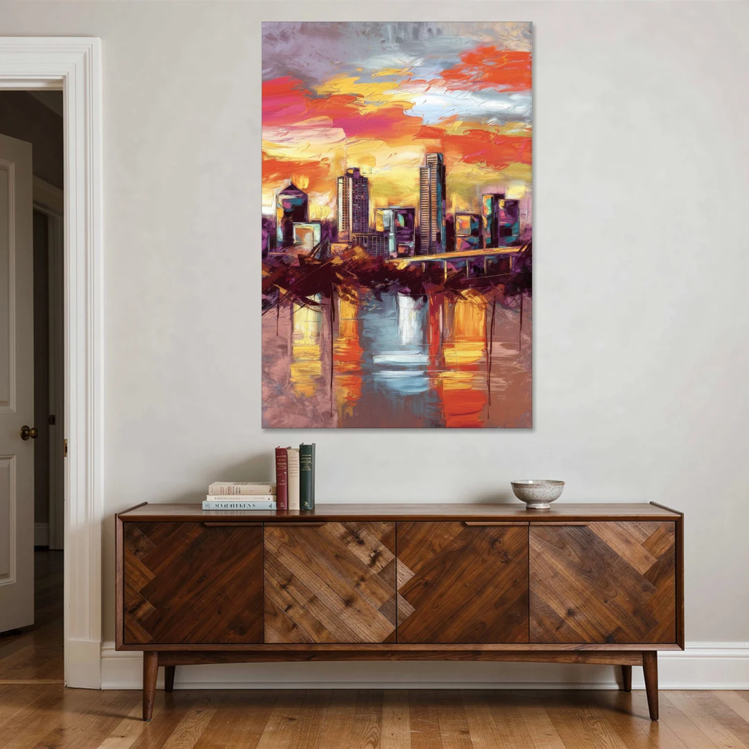 Austin Sunset Over Skyline - Canvas Wall Art - Coffee Table - 40x60