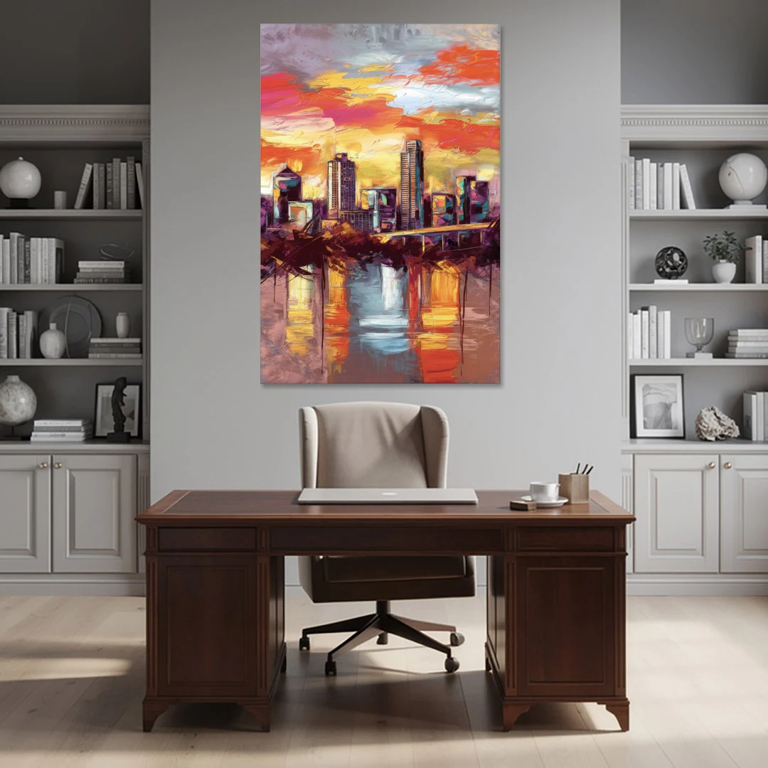 Austin Sunset Over Skyline - Canvas Wall Art - Office - 40x60