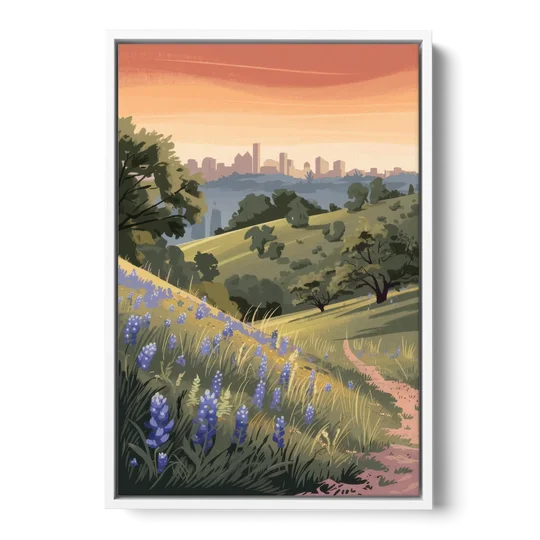 Austin Texas Hill Country - White Framed Canvas Wall Art - Front