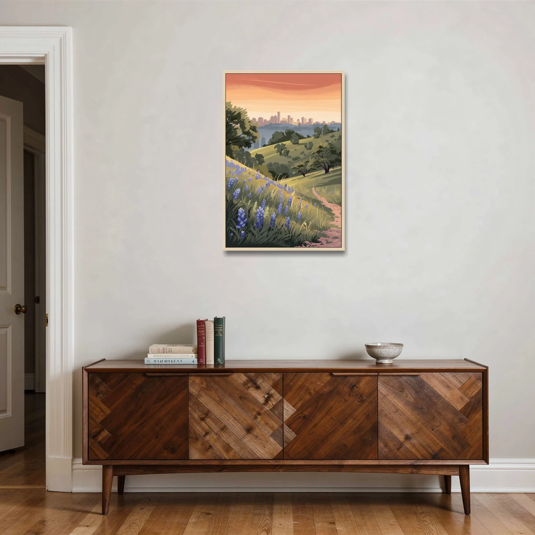 Austin Texas Hill Country - Oak Framed Canvas Wall Art - Coffee Table - 24x36