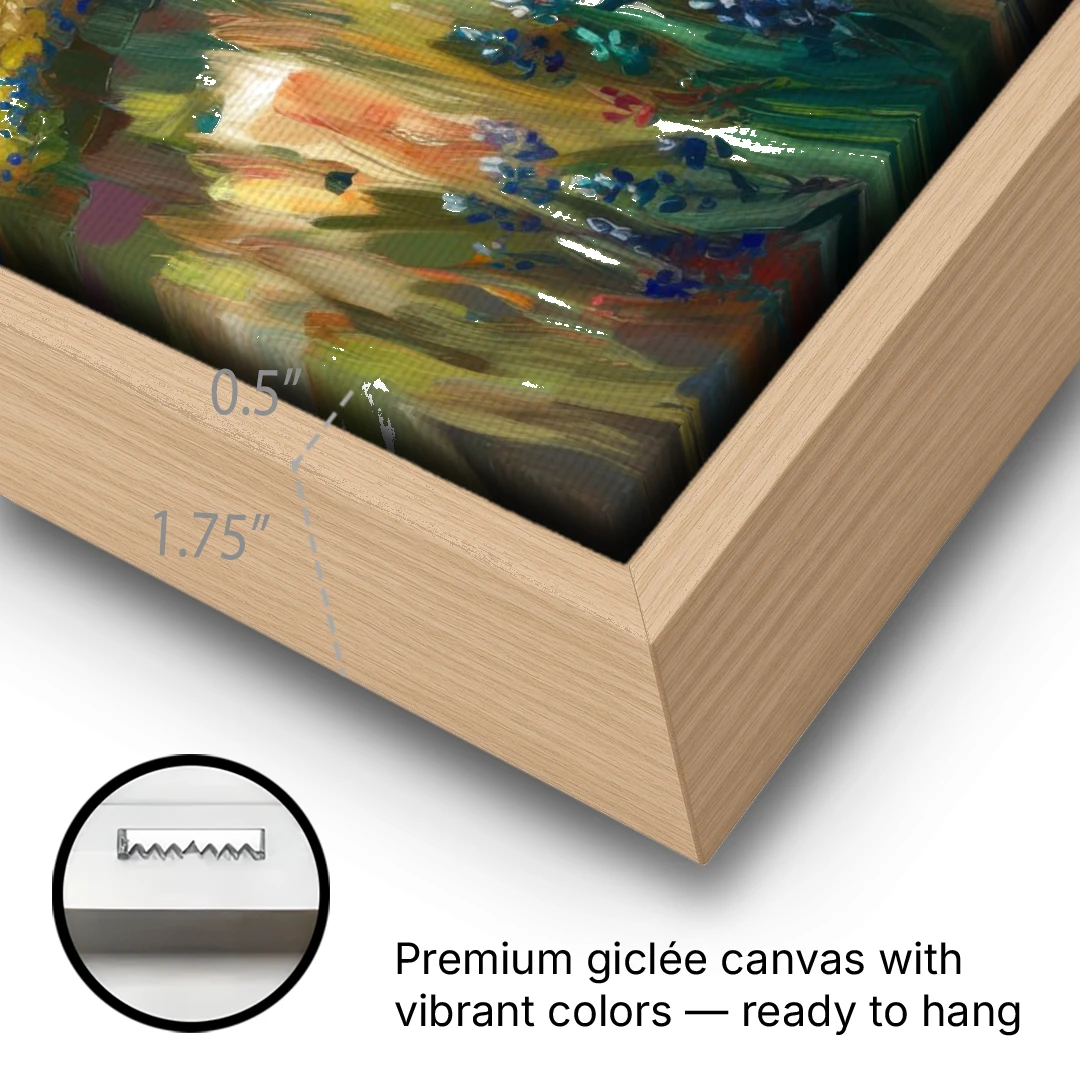 Austin Texas Hill Country Landscape - Oak Framed Canvas Wall Art - Gallery Wrap Corner