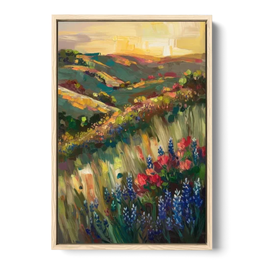 Austin Texas Hill Country Landscape - Oak Framed Canvas Wall Art - Front