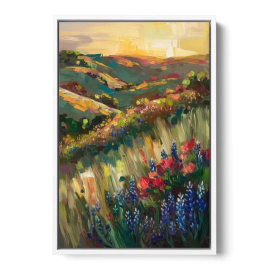 Austin Texas Hill Country Landscape - White Framed Canvas Wall Art - Front