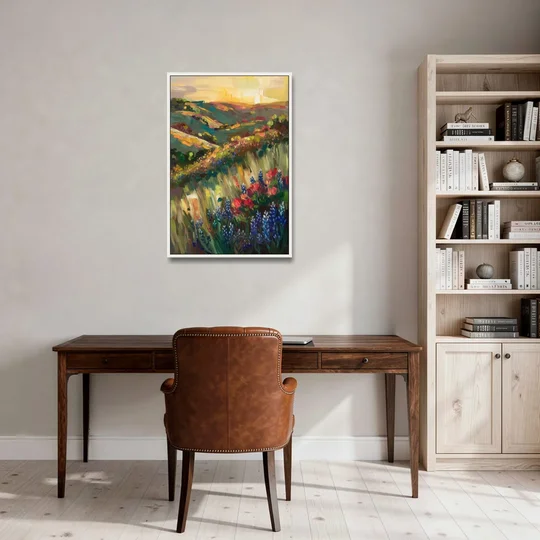 Austin Texas Hill Country Landscape - White Framed Canvas Wall Art - Office - 24x36