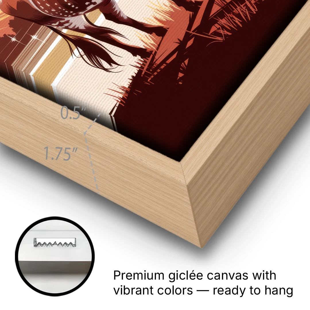 Austin Texas Longhorn Spirit - Oak Framed Canvas Wall Art - Gallery Wrap Corner