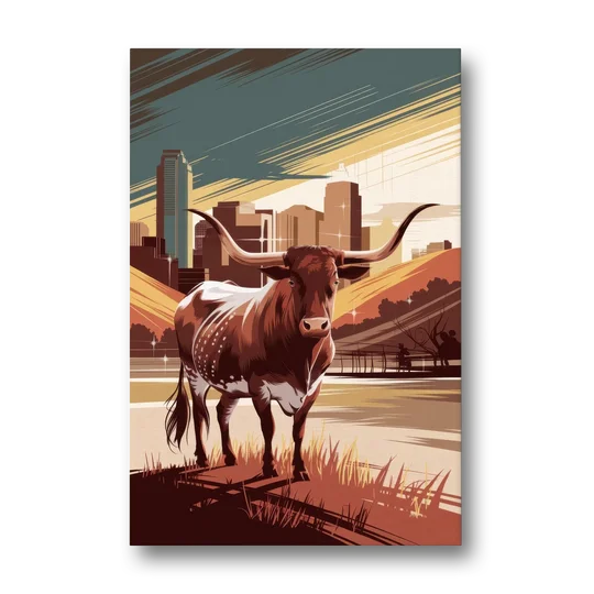 Austin Texas Longhorn Spirit - Canvas Wall Art - Front