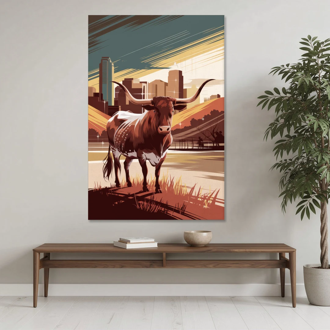 Austin Texas Longhorn Spirit - Canvas Wall Art - Coffee Table - 40x60