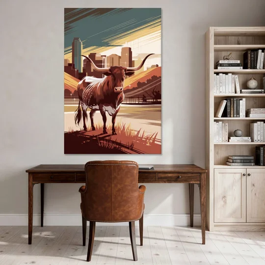 Austin Texas Longhorn Spirit - Canvas Wall Art - Office - 40x60
