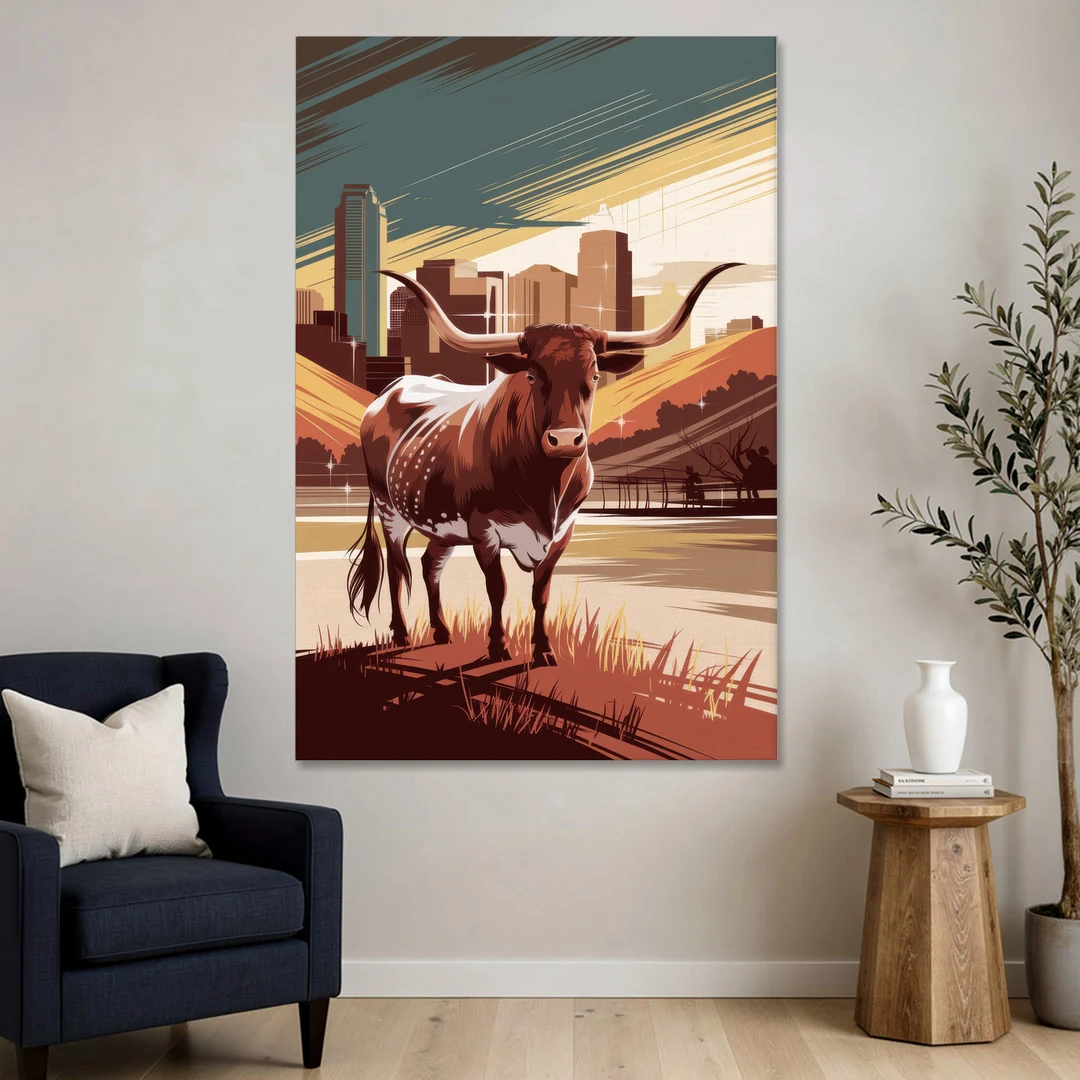 Austin Texas Longhorn Spirit - Canvas Wall Art - Sofa - 40x60