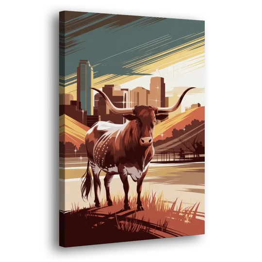 Austin Texas Longhorn Spirit - Canvas Wall Art - Side