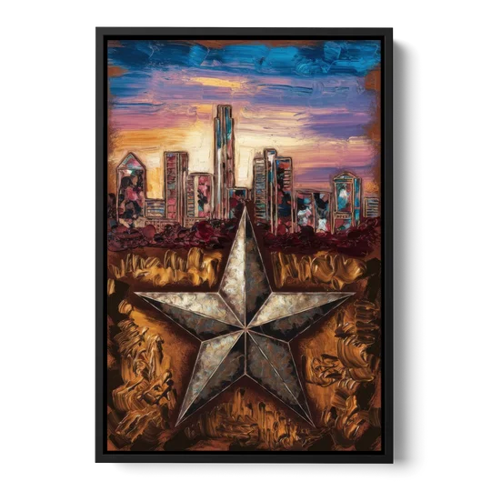 Austin Texas Stars - Black Framed Canvas Wall Art - Front