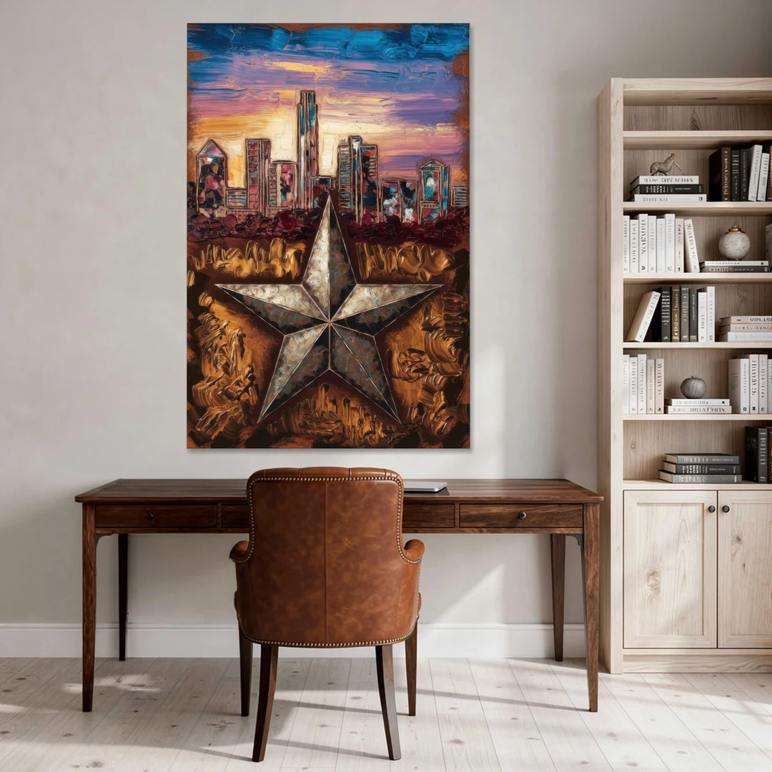 Austin Texas Stars - Canvas Wall Art - Office - 40x60