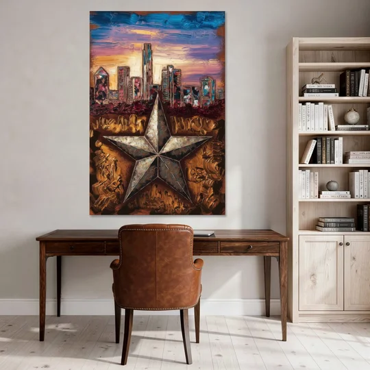 Austin Texas Stars - Canvas Wall Art - Office - 40x60