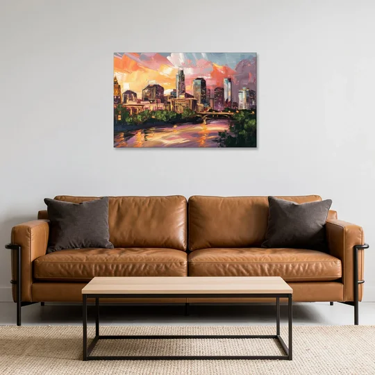 Austin Urban Charm - Canvas Wall Art - Sofa - 36x24