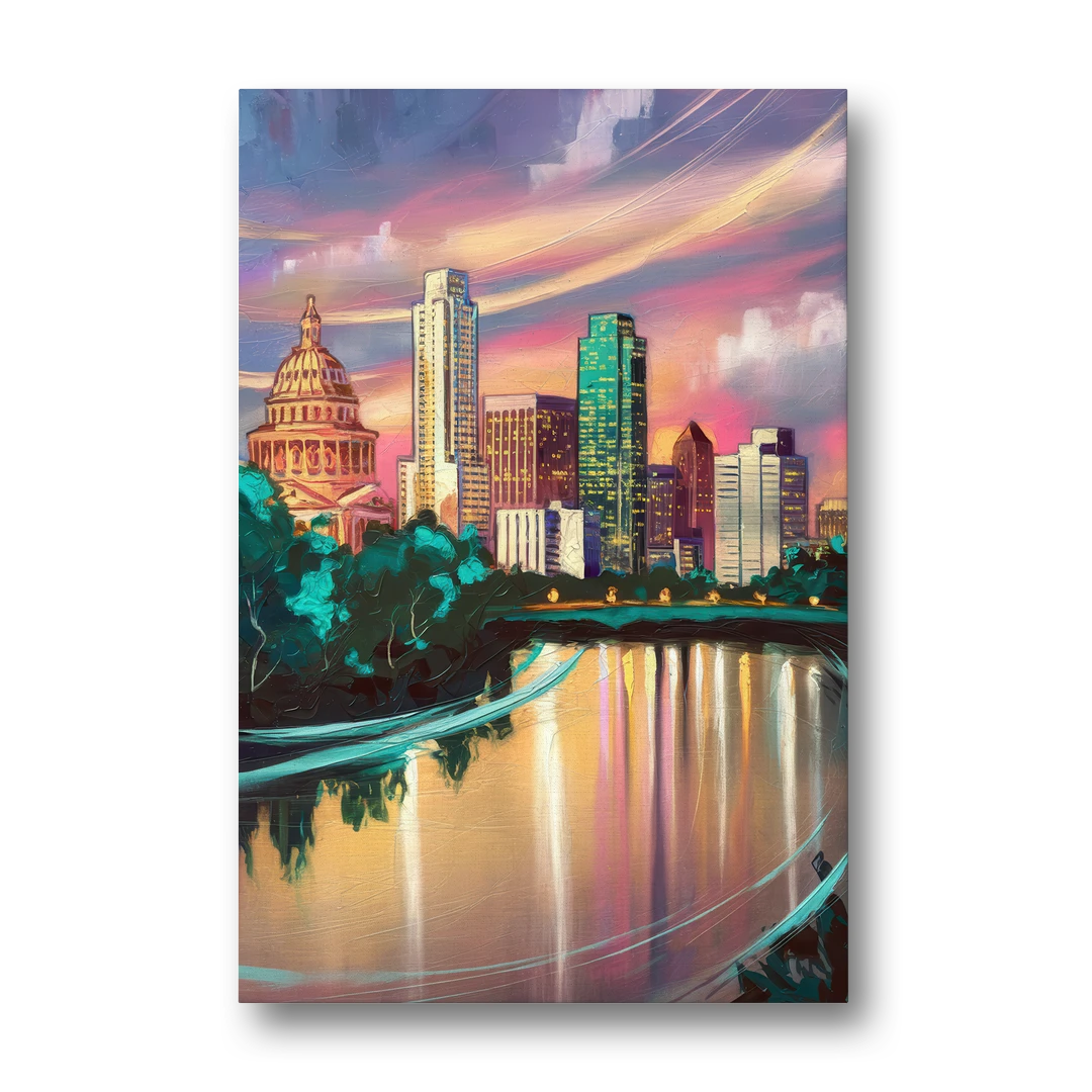 Austin Vibrant Skyline - Canvas Wall Art - Front