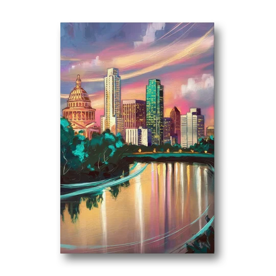Austin Vibrant Skyline - Canvas Wall Art - Front