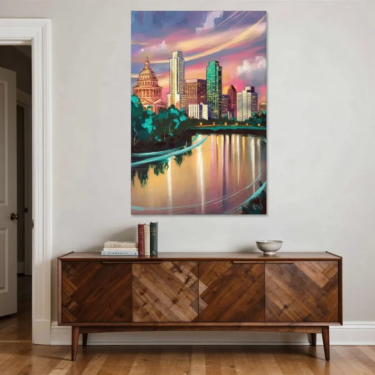 Austin Vibrant Skyline - Canvas Wall Art - Coffee Table - 40x60
