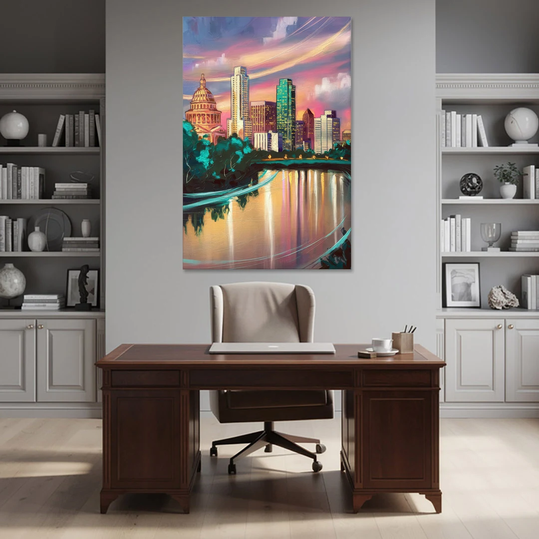 Austin Vibrant Skyline - Canvas Wall Art - Office - 40x60