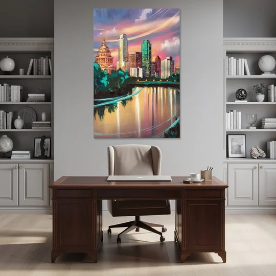 Austin Vibrant Skyline - Canvas Wall Art - Office - 40x60